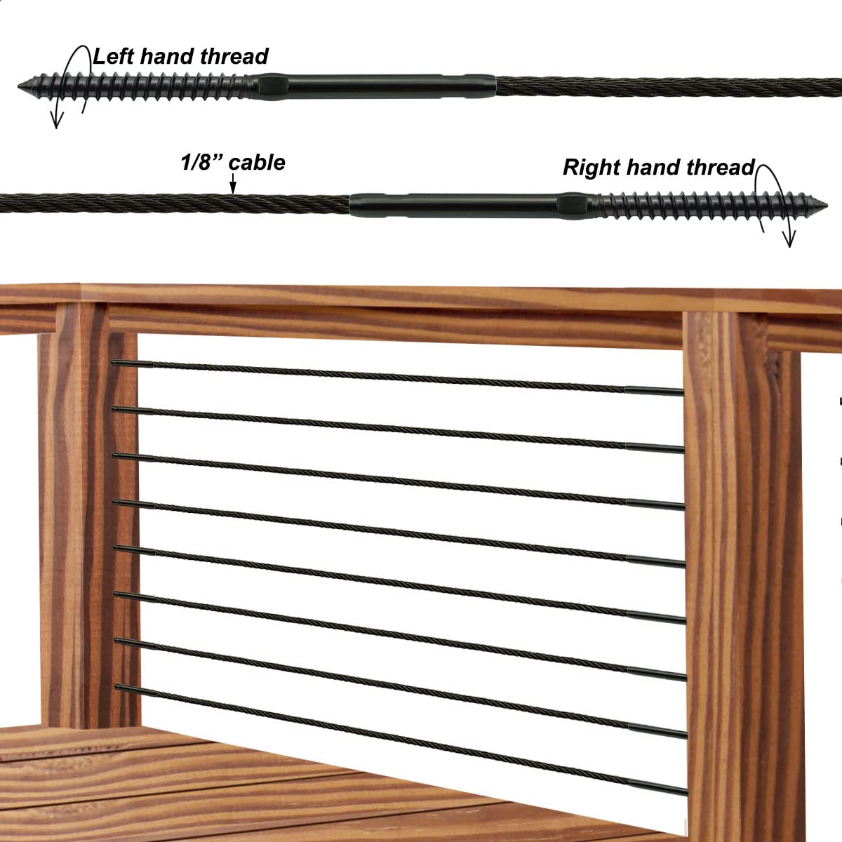 Black Cable Railing Hardware Kit, 10 Pairs N314