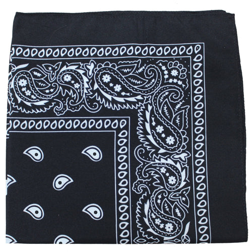 132 Pack Paisley 100% Polyester Bandanas (Black) D1249