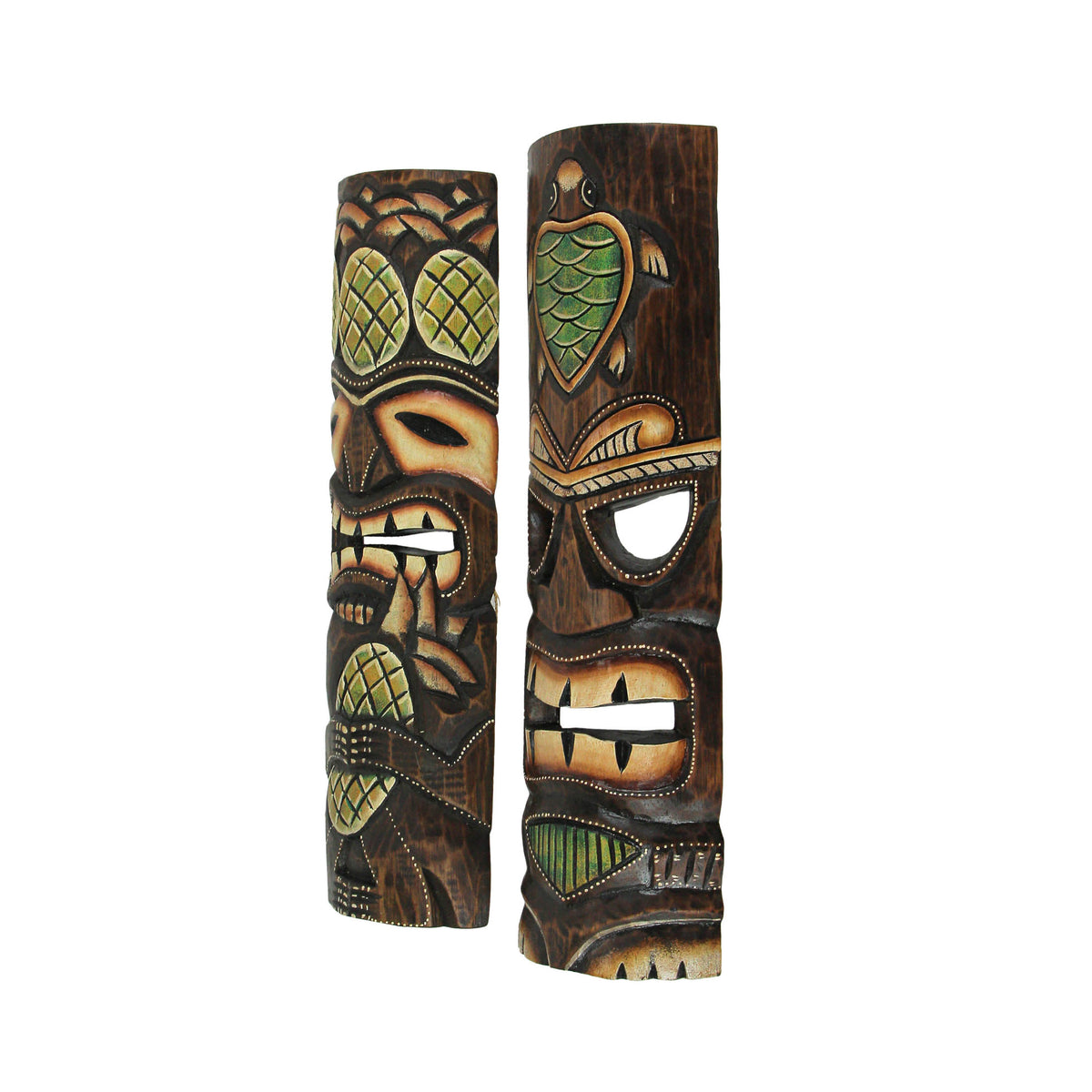 20 inch Wood Tiki Wall Mask Set of 2 K82183