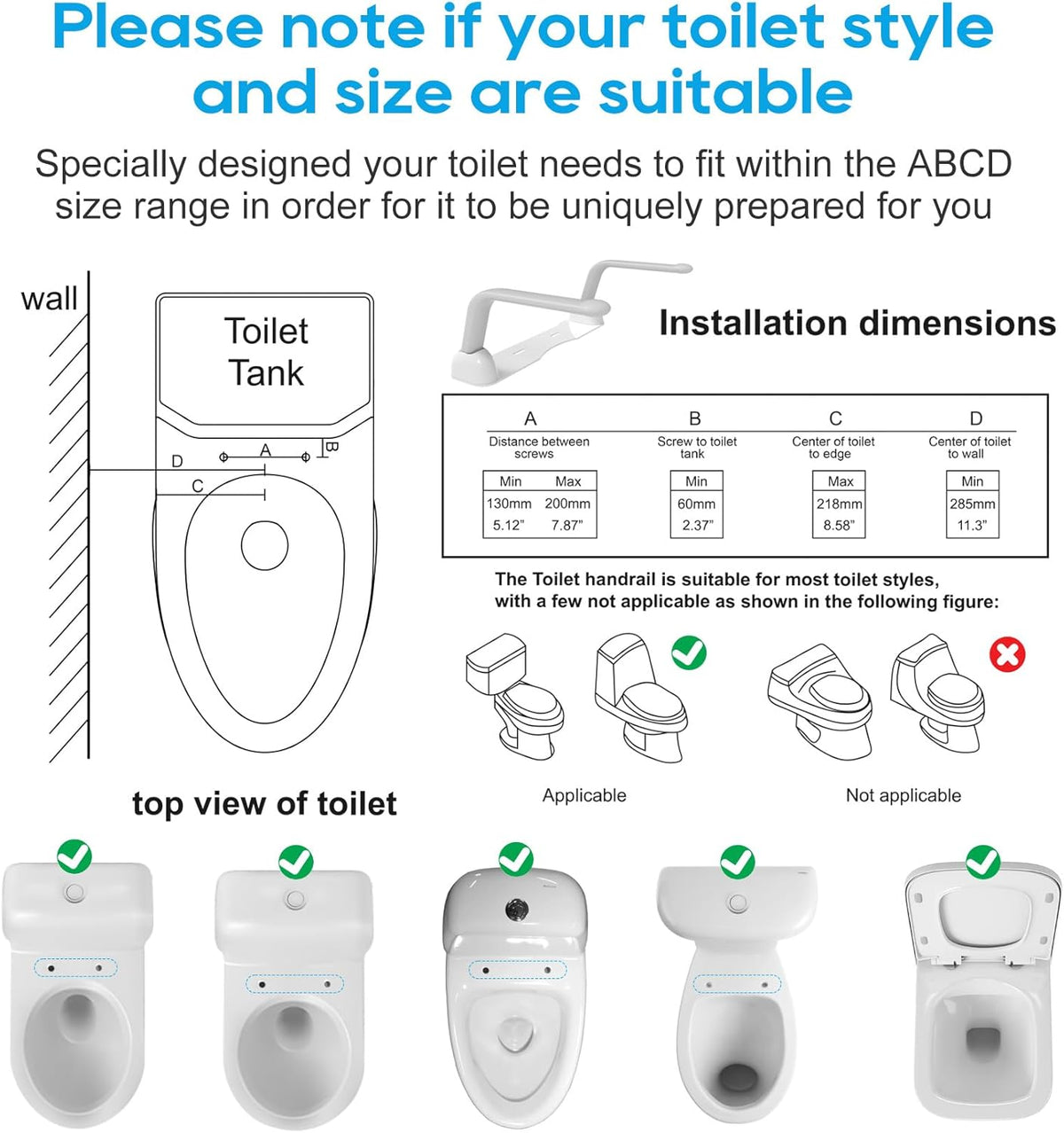 Heavy Duty Toilet Safety Rails with Foldable Handles B209
