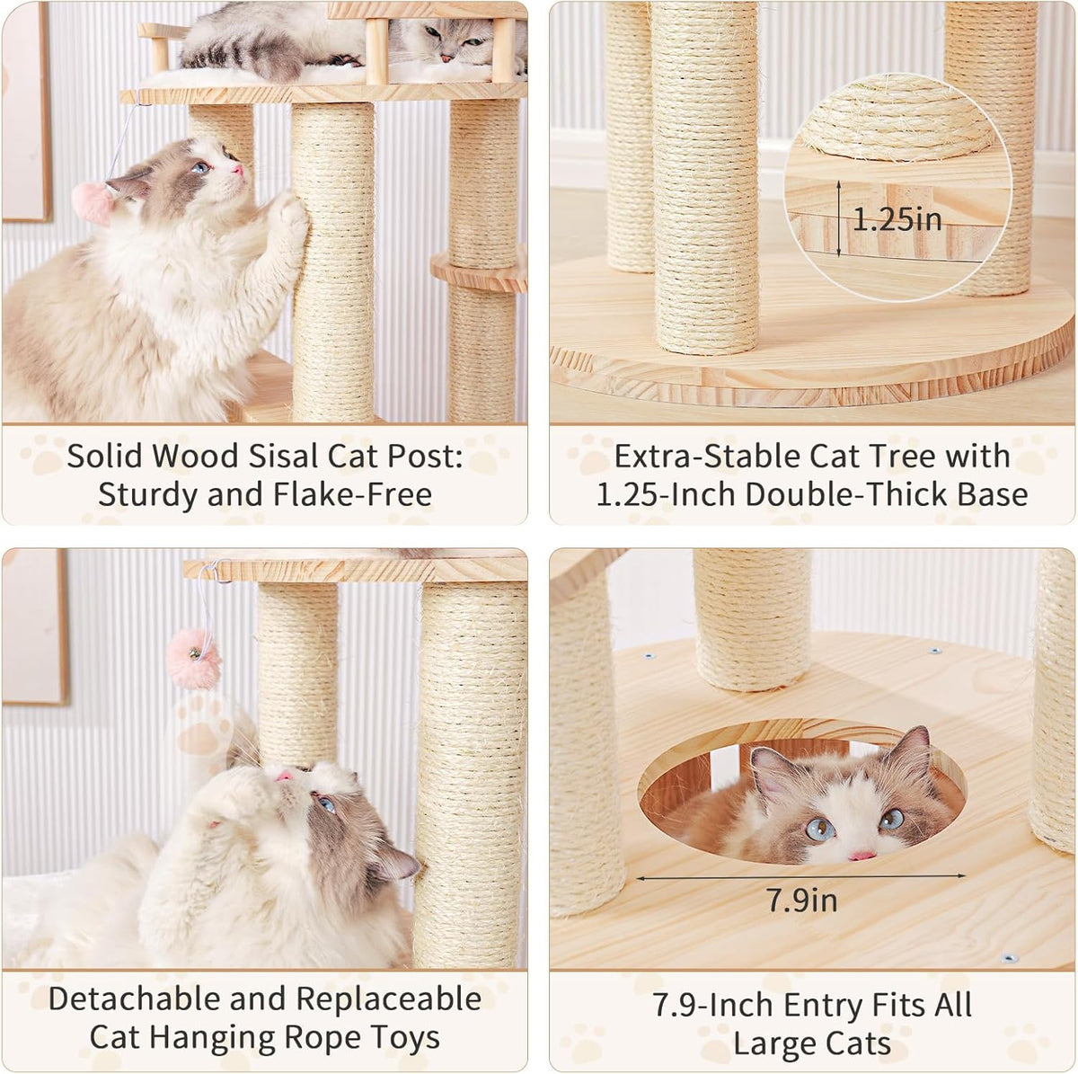 Solid Pine Cat Scratching Tree C55334