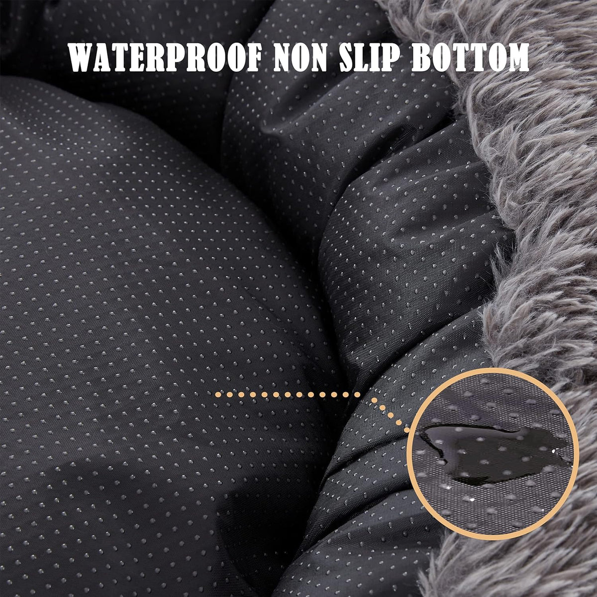 Waterproof Fluffy Round Dog Bed, 23/30/34 inches Anti-Slip Soft Fur Donut Cuddler Pet Cushion Bed Q540