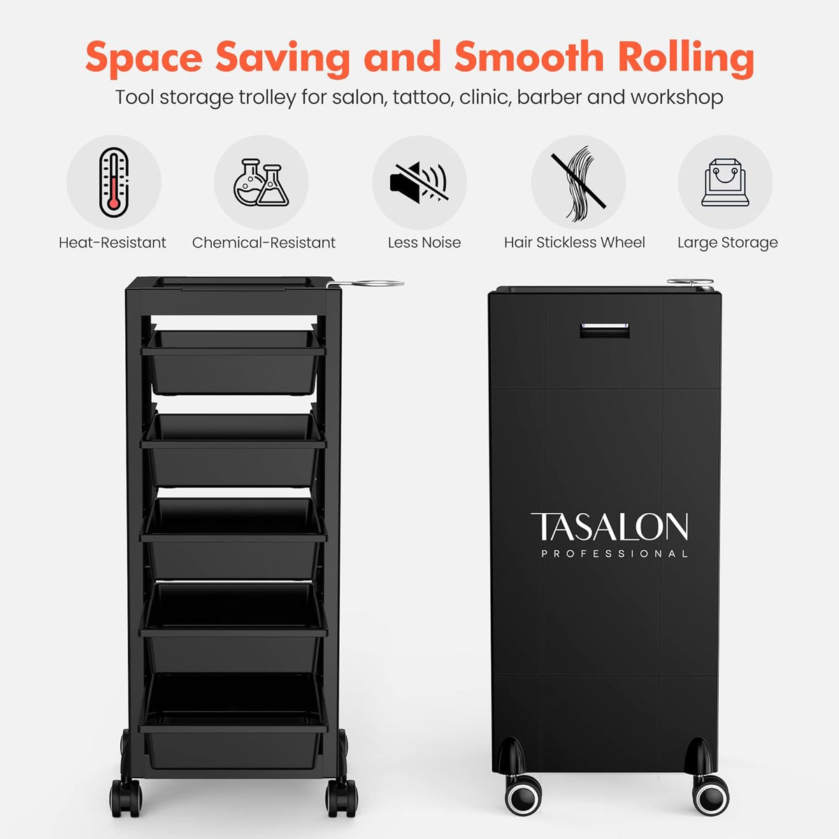 5 Drawer Salon Trolley Cart with Wheels T88679