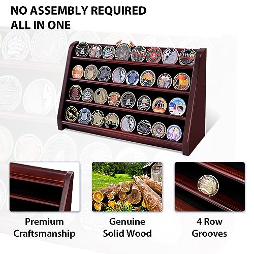 Black 5 Row Wooden Coin Display Case Holds 50 Coins E83866