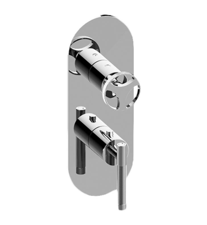 Polished Chrome Thermostatic Valve Trim Plate with Handle P6976