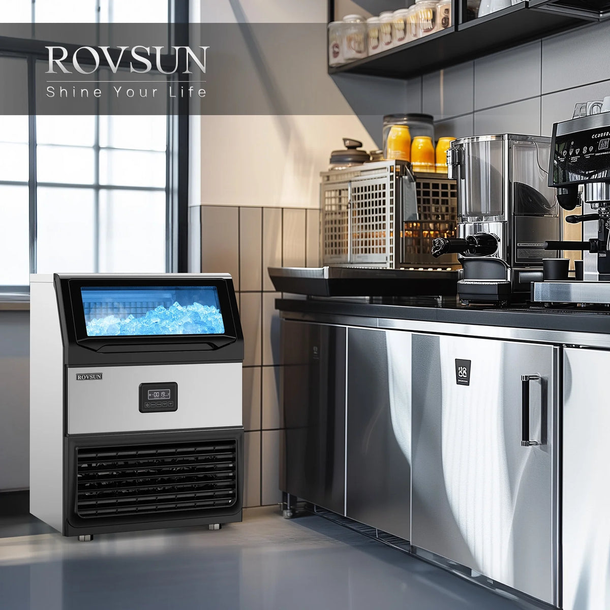 Commercial Ice Maker with 77lbs Storage Bin V6608