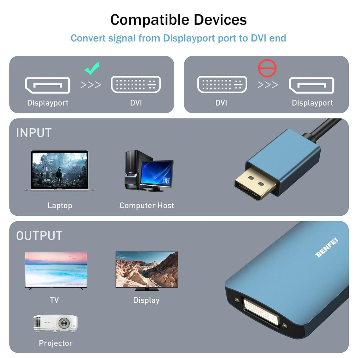 DisplayPort to DVI-D Dual Link Adapter, Pack of 2 U631
