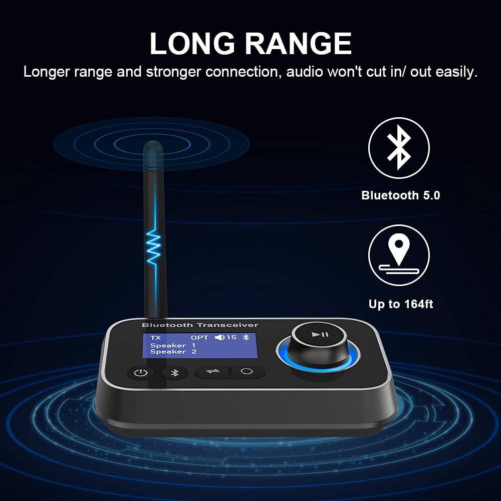 Bluetooth 5.0 Transmitter Receiver, 3-in-1 Audio Adapter, Pack of 2 B61792