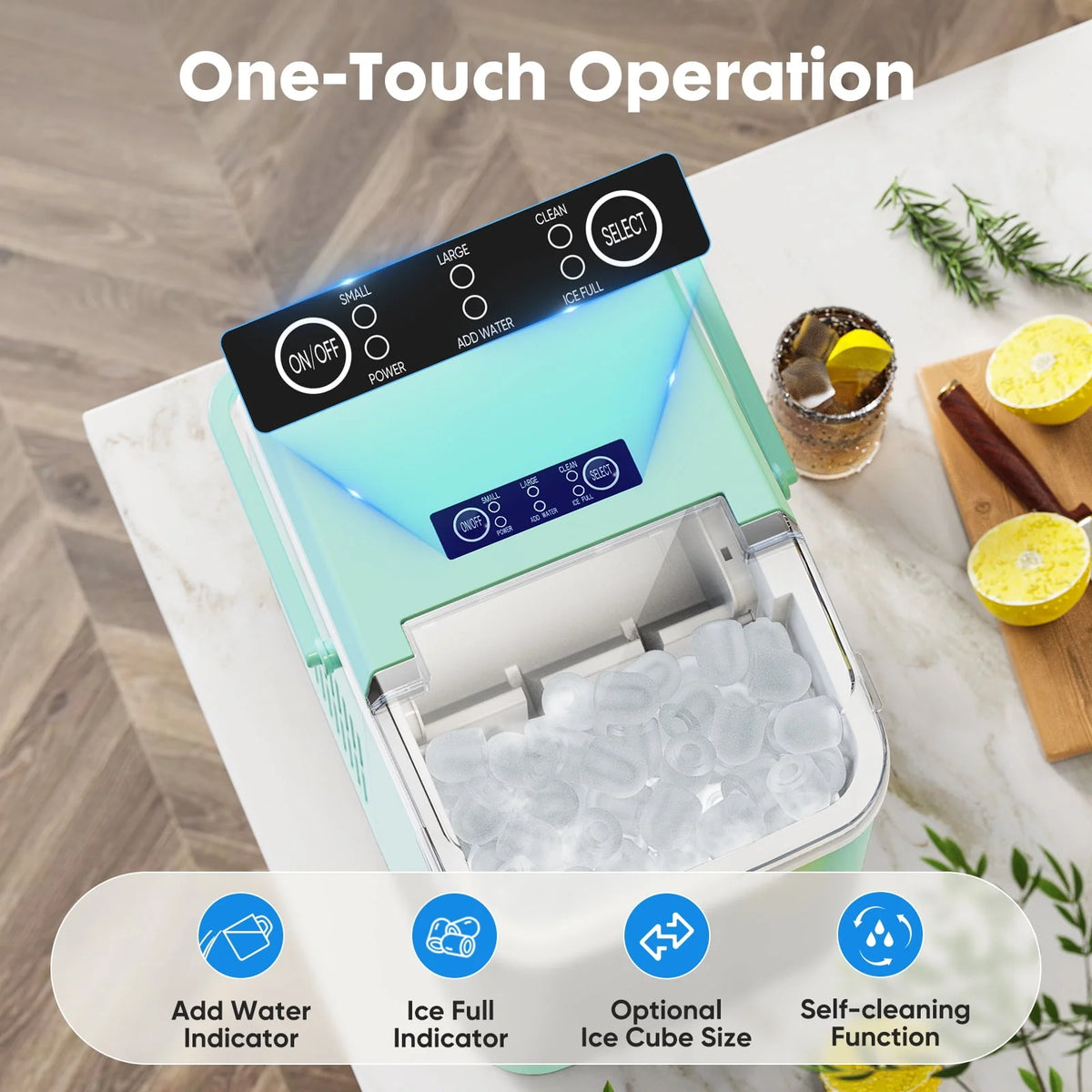 Black Portable Countertop Ice Maker with Handle and Ice Scoop L248