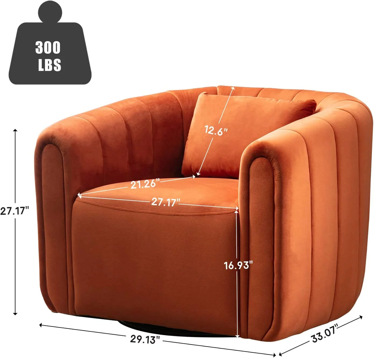 Orange Velvet Swivel Barrel Chair G58823
