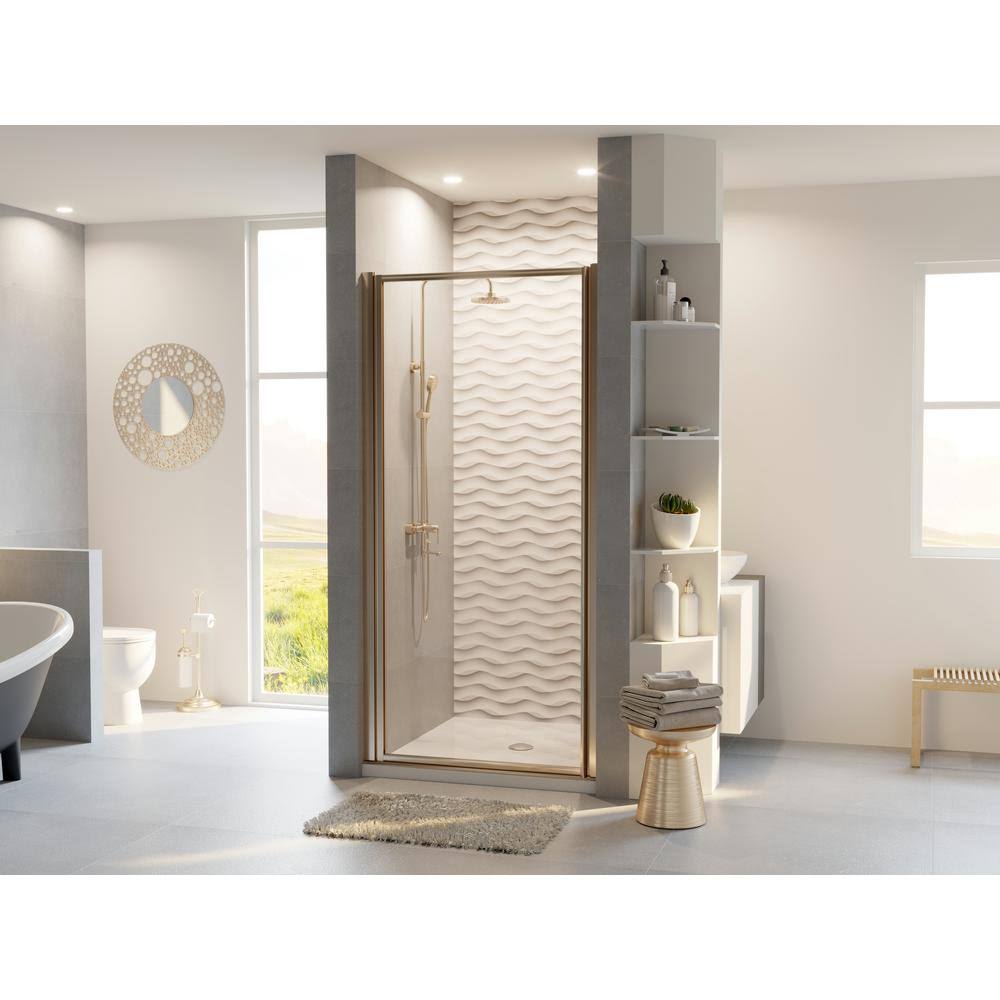 Framed Hinge Shower Door with Clear Glass Brushed Nickel U745