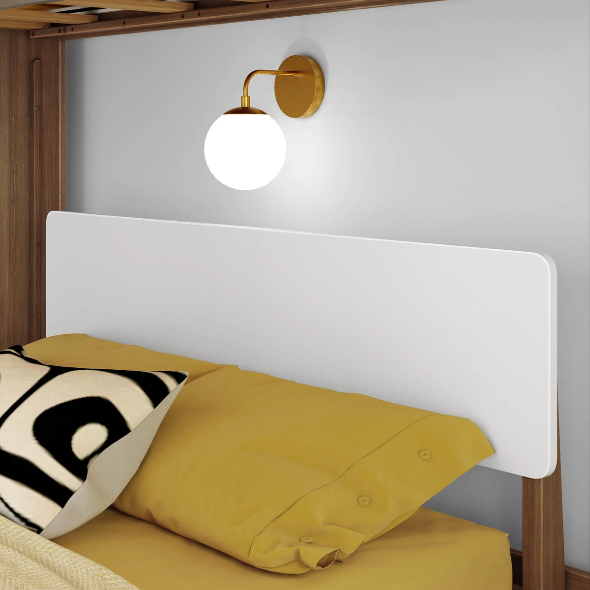 Twin over Full L-Shaped Bunk Bed White Pecan Solid Wood B440