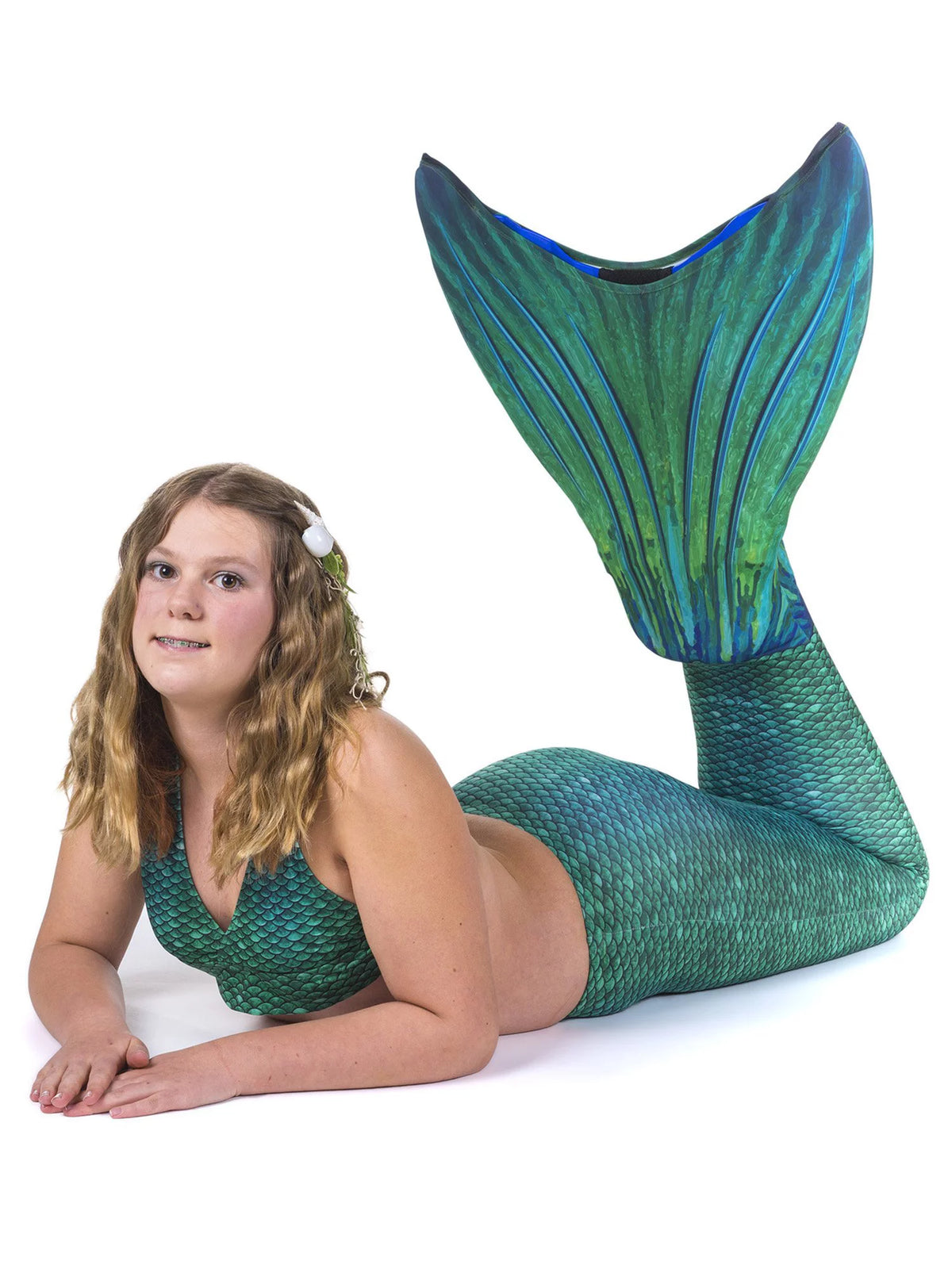 Green Mermaid Tail and Monofin Swim Set Q1477