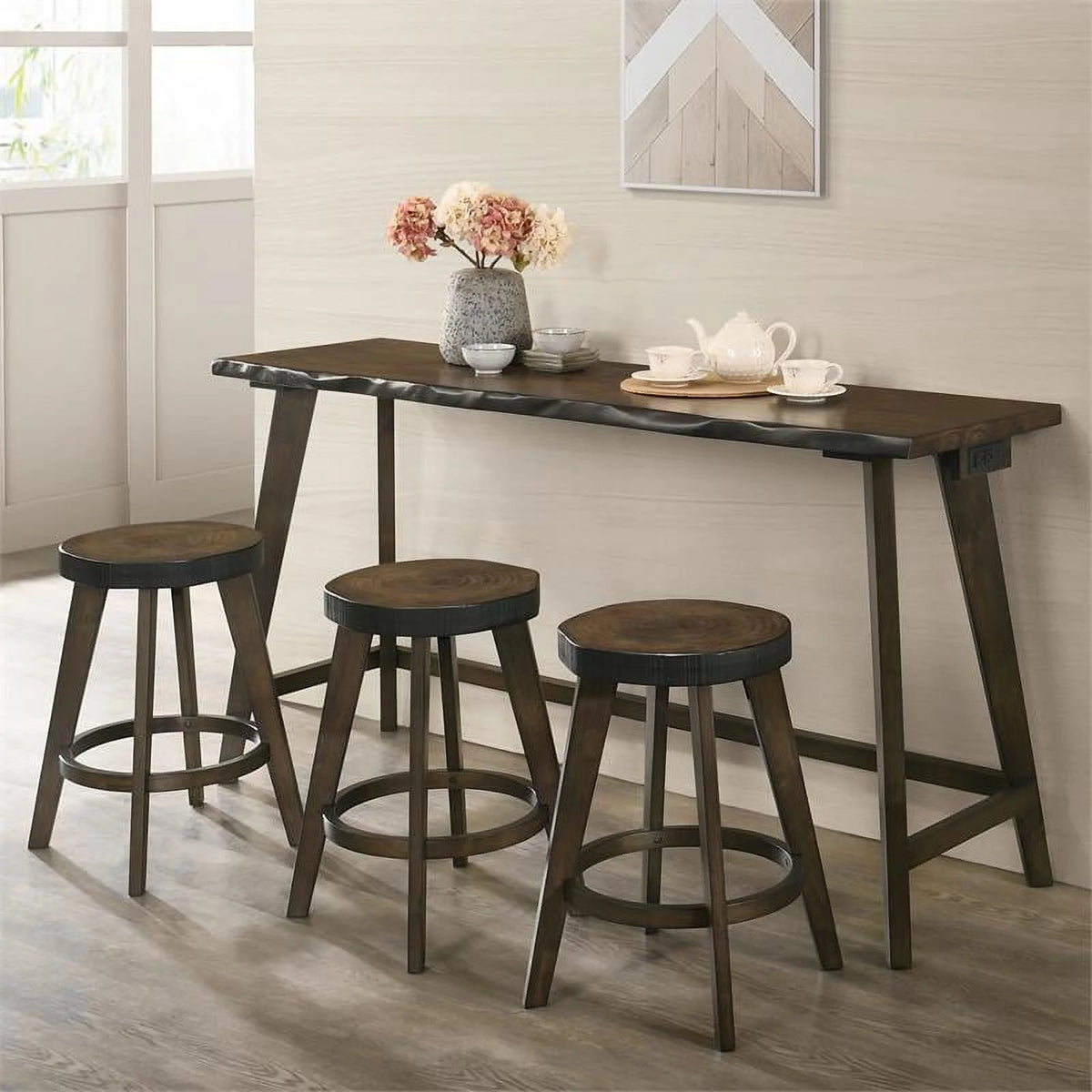 Dark Walnut 4-Piece Counter Height Table Set S95792