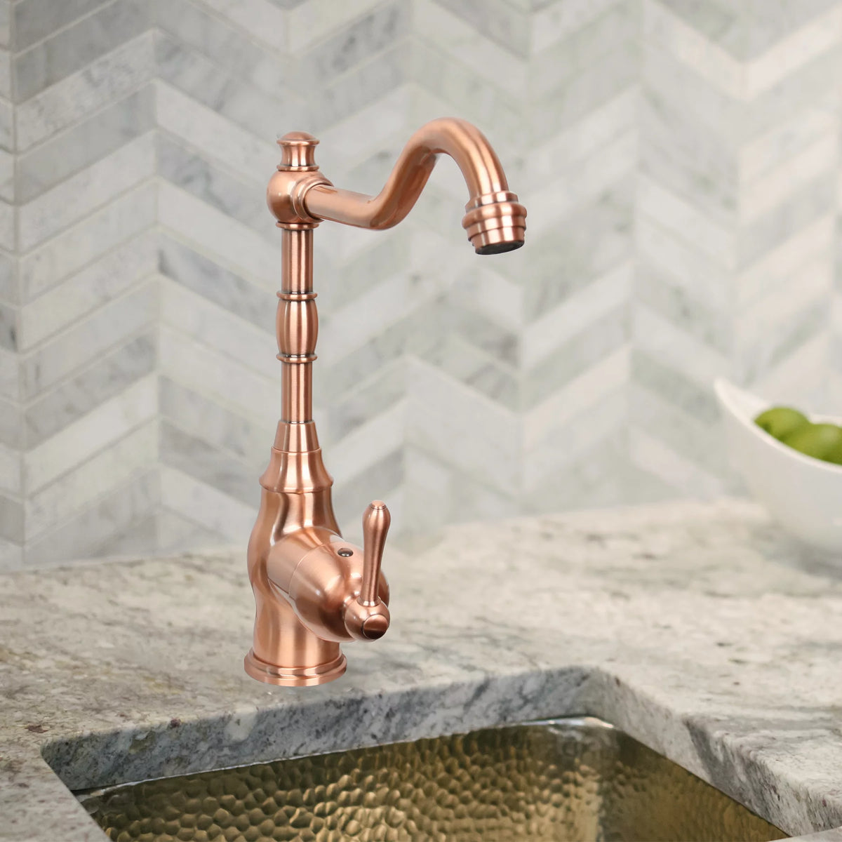 One-Handle Widespread Kitchen Bar Faucet Copper Finish F553
