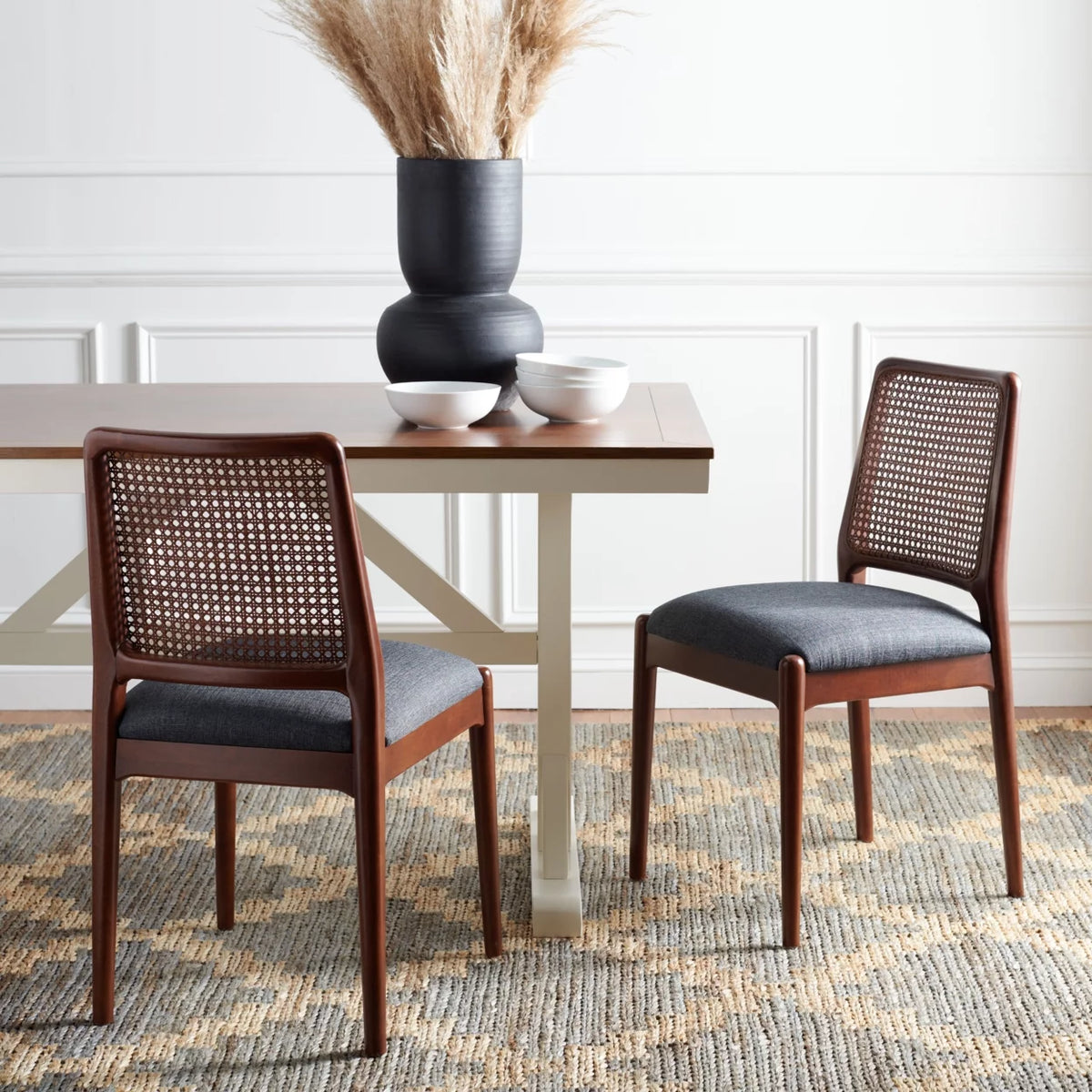 Brown Rattan Dining Chair Set of 2 O8453