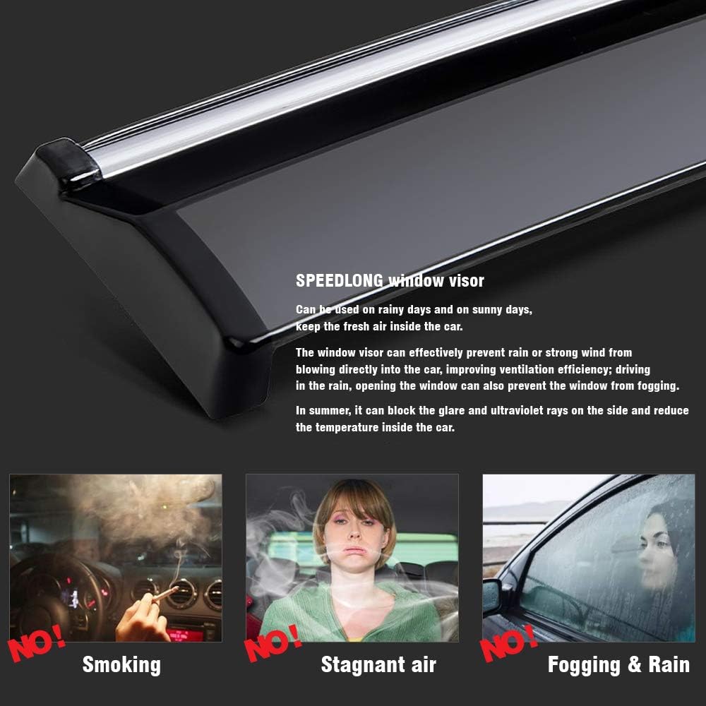 Car Window Visor Vent Shade Deflector Sun/Rain Guards W8994