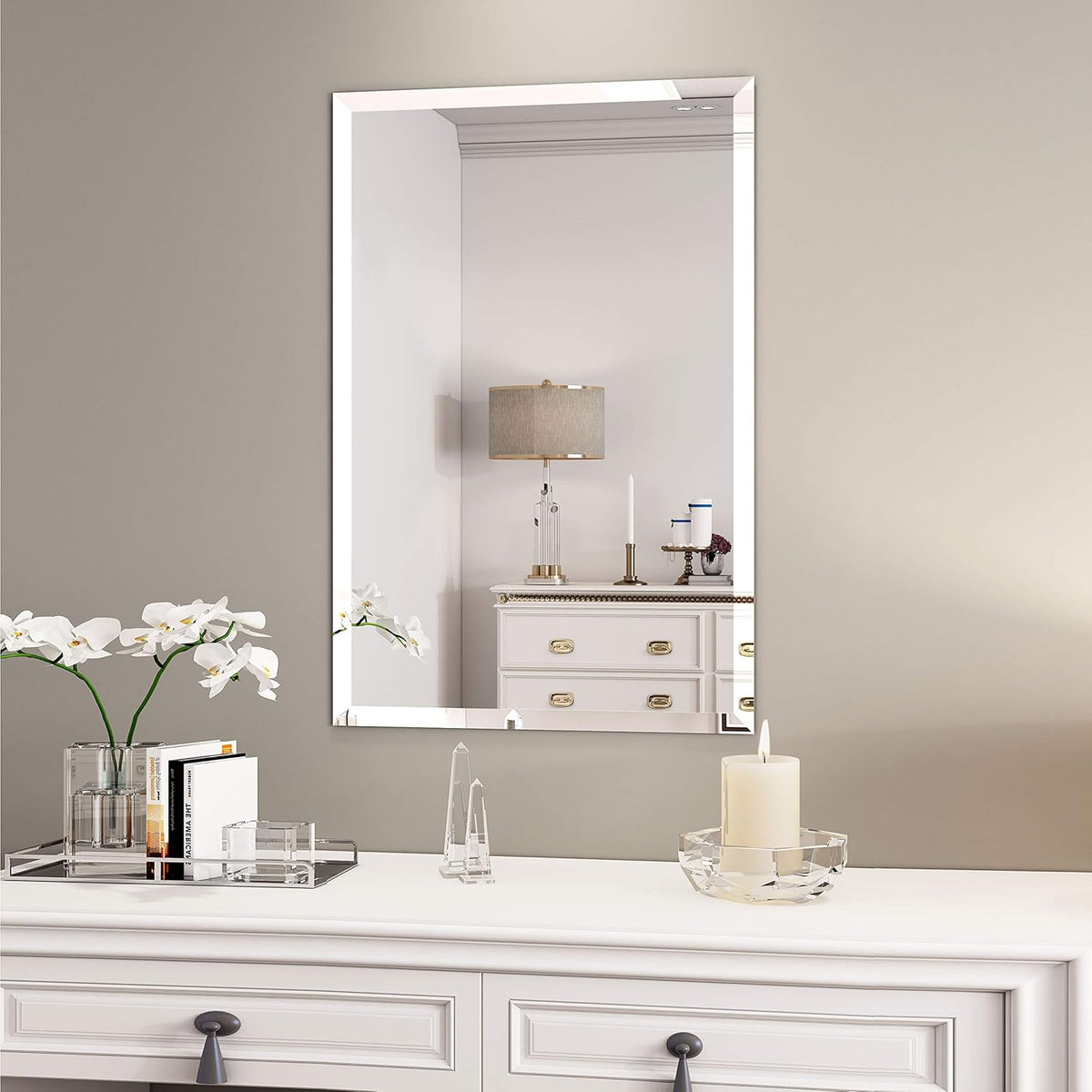 Scalloped Frameless Wall Mirror 17.7x23.6 in Z80580