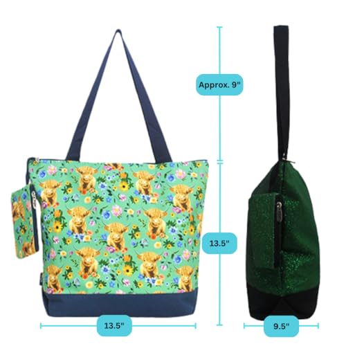 Medium Top Zipper Closure Canvas Tote Bag with Attached Matching Coin Purse P941519