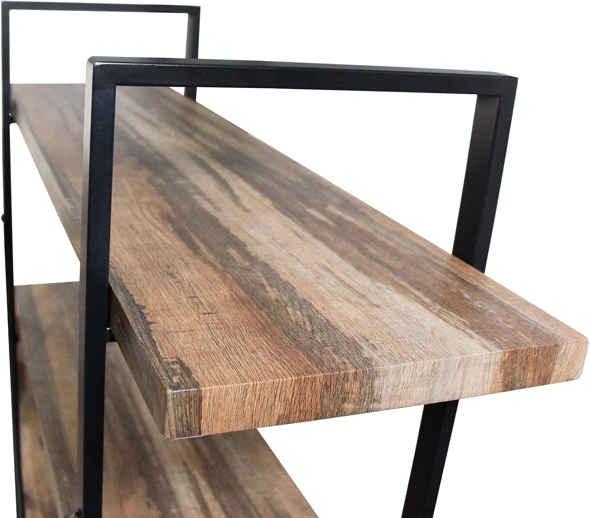 5-Tier Vintage Brown Metal and Wood Bookshelf F504