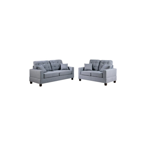 2 Pieces Gray Sofa Set With Pillows T89262