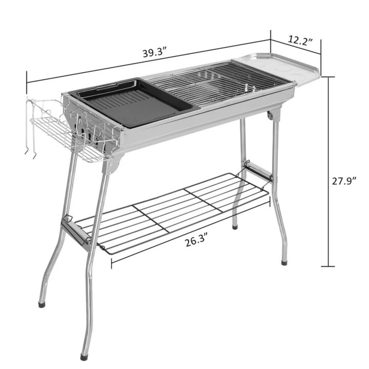Portable Charcoal BBQ Grill 39.37 x 12.2 x 27.95 inch H7104