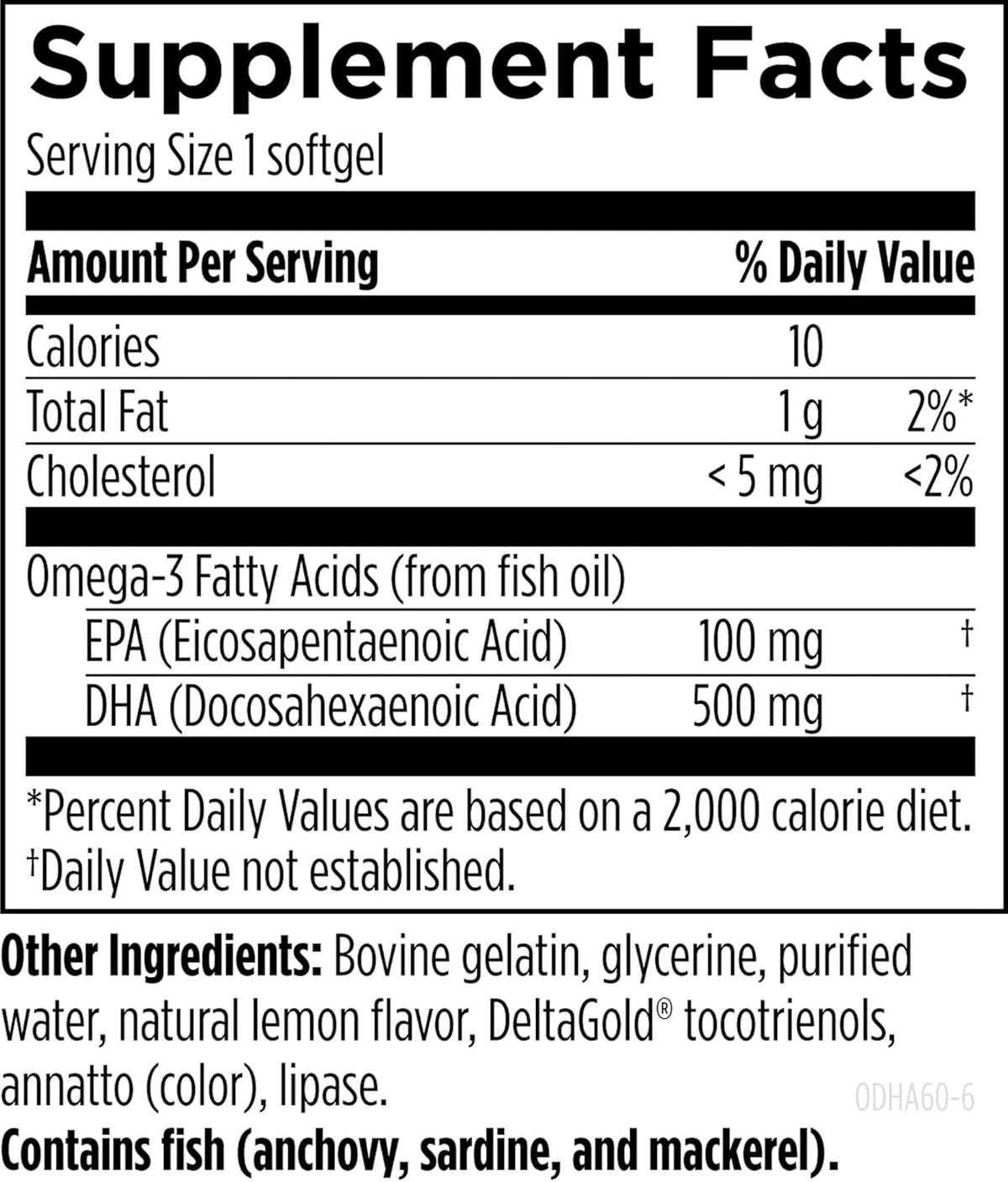 60 Softgels DHA Fish Oil U20876