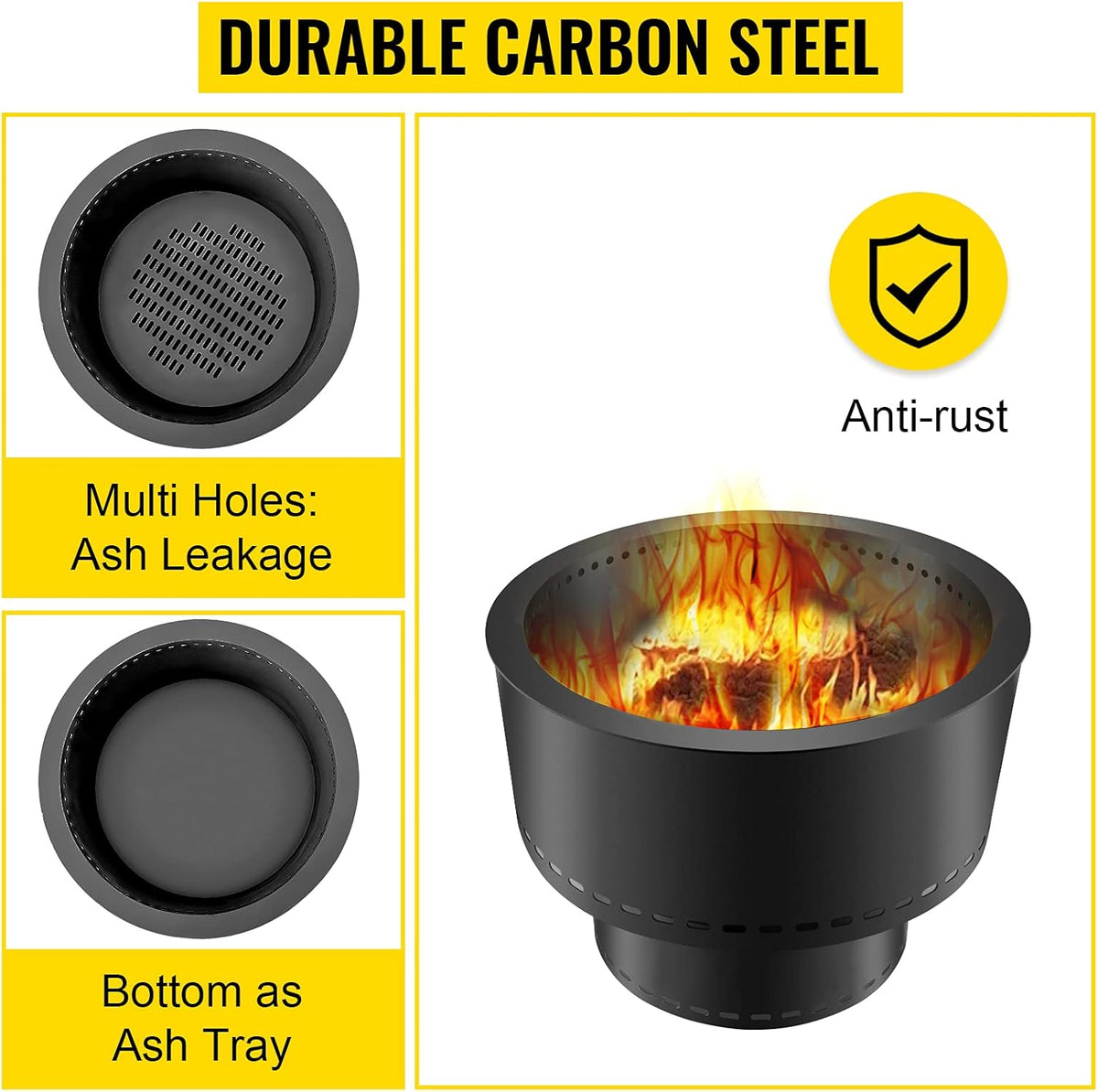 Carbon Steel Smokeless Fire Pit, 13.5 inch Diameter, Portable O723562