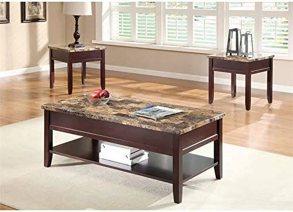 Faux Marble Top End Table D28847