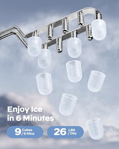 Countertop Ice Maker with 2 Ice Sizes and Self-Cleaning, Black E634019