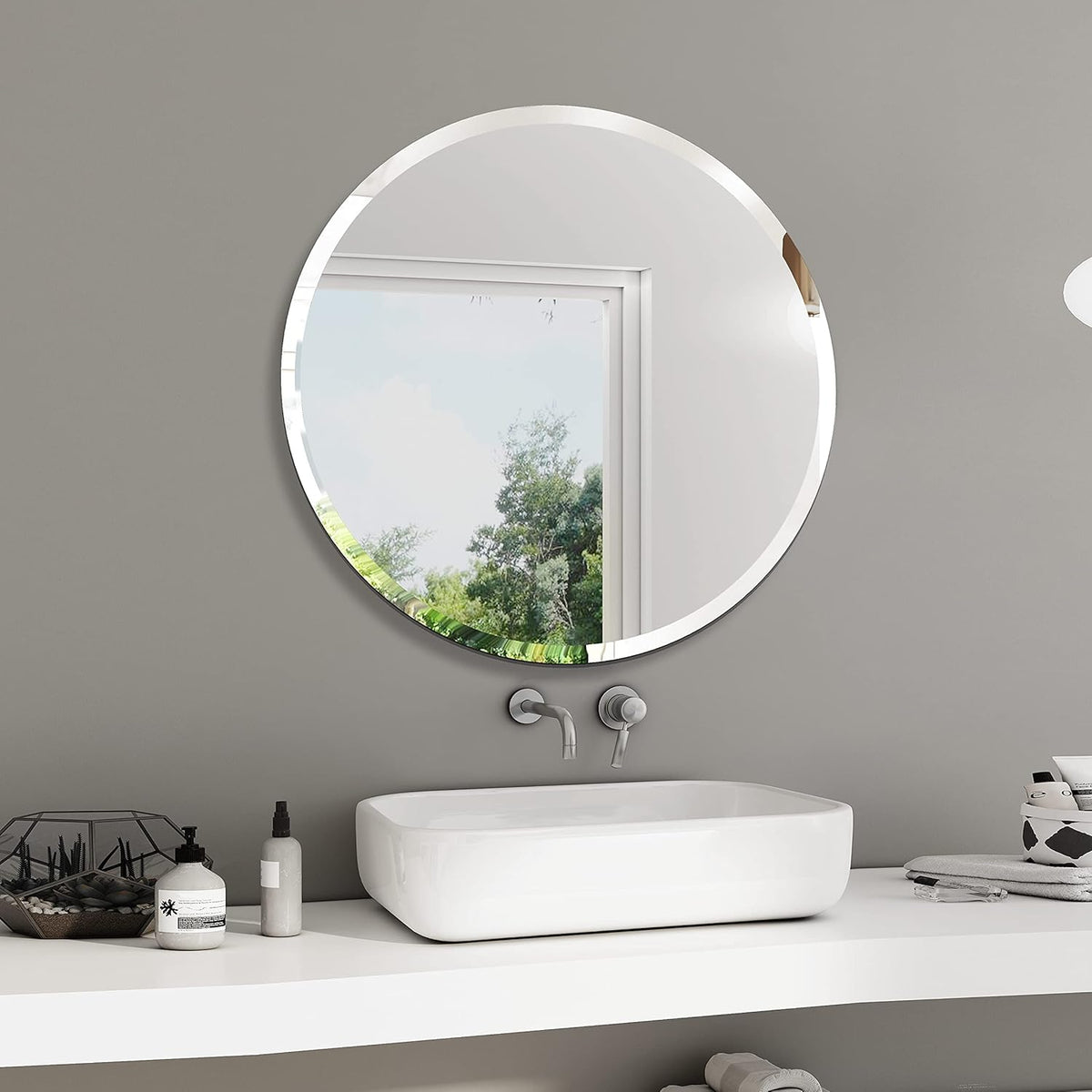Scalloped Frameless Wall Mirror 17.7x23.6 in Z80580