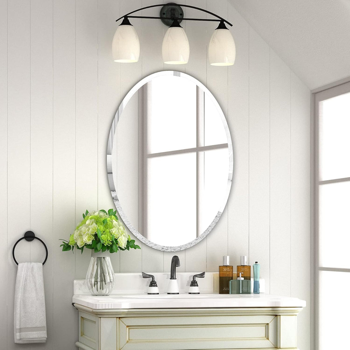 Scalloped Frameless Wall Mirror 17.7x23.6 in Z80580