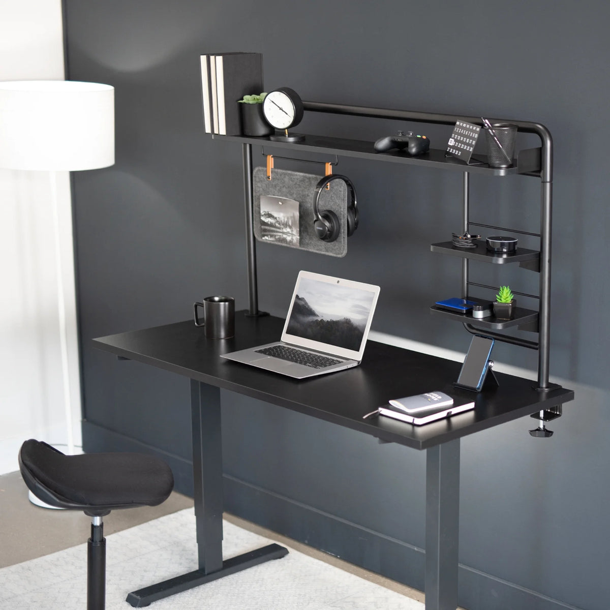 Clamp-on Desktop Shelving System with Magnetic Memo Board S572
