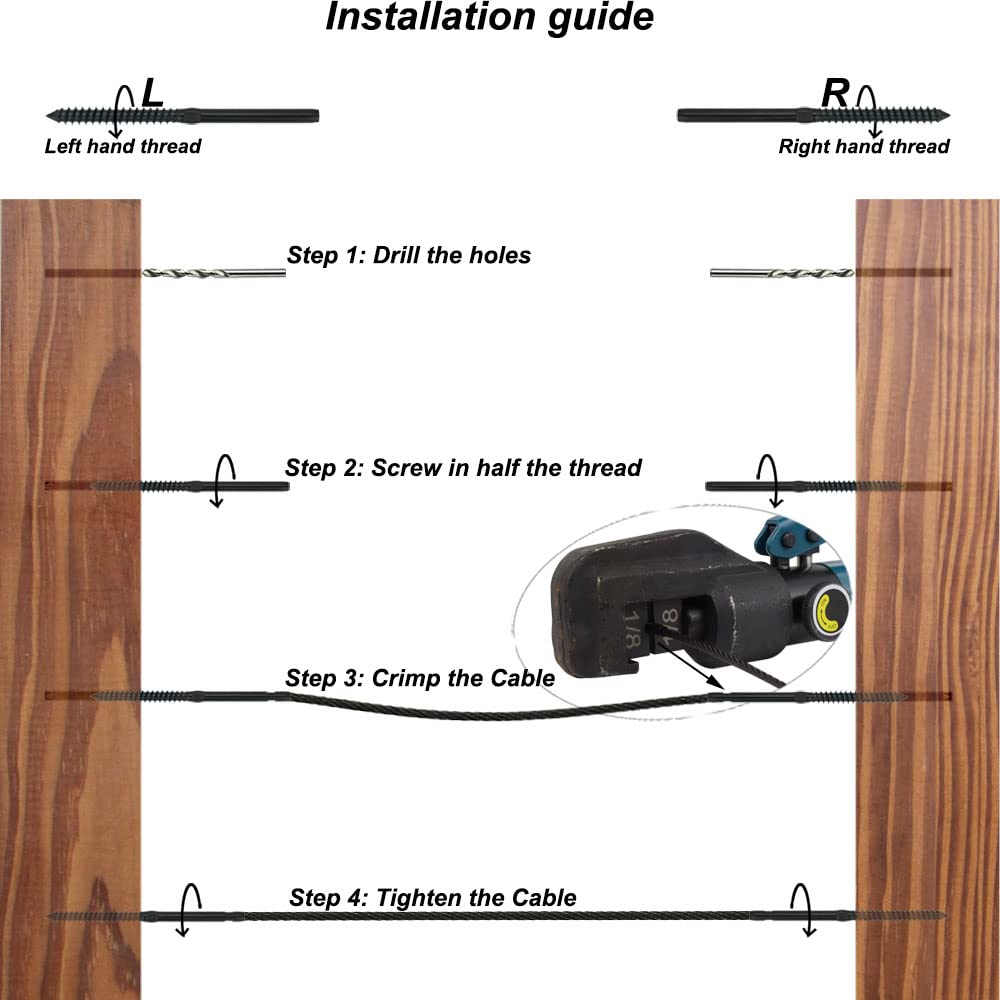 Black Cable Railing Hardware Kit, 10 Pairs N314