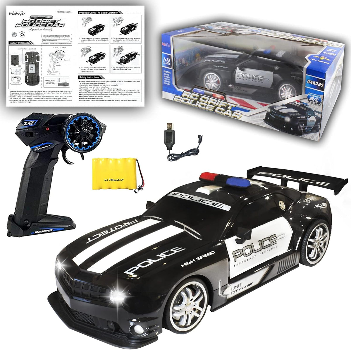 1:12 Scale RC Police Patrol Car Pack of 2 U545060