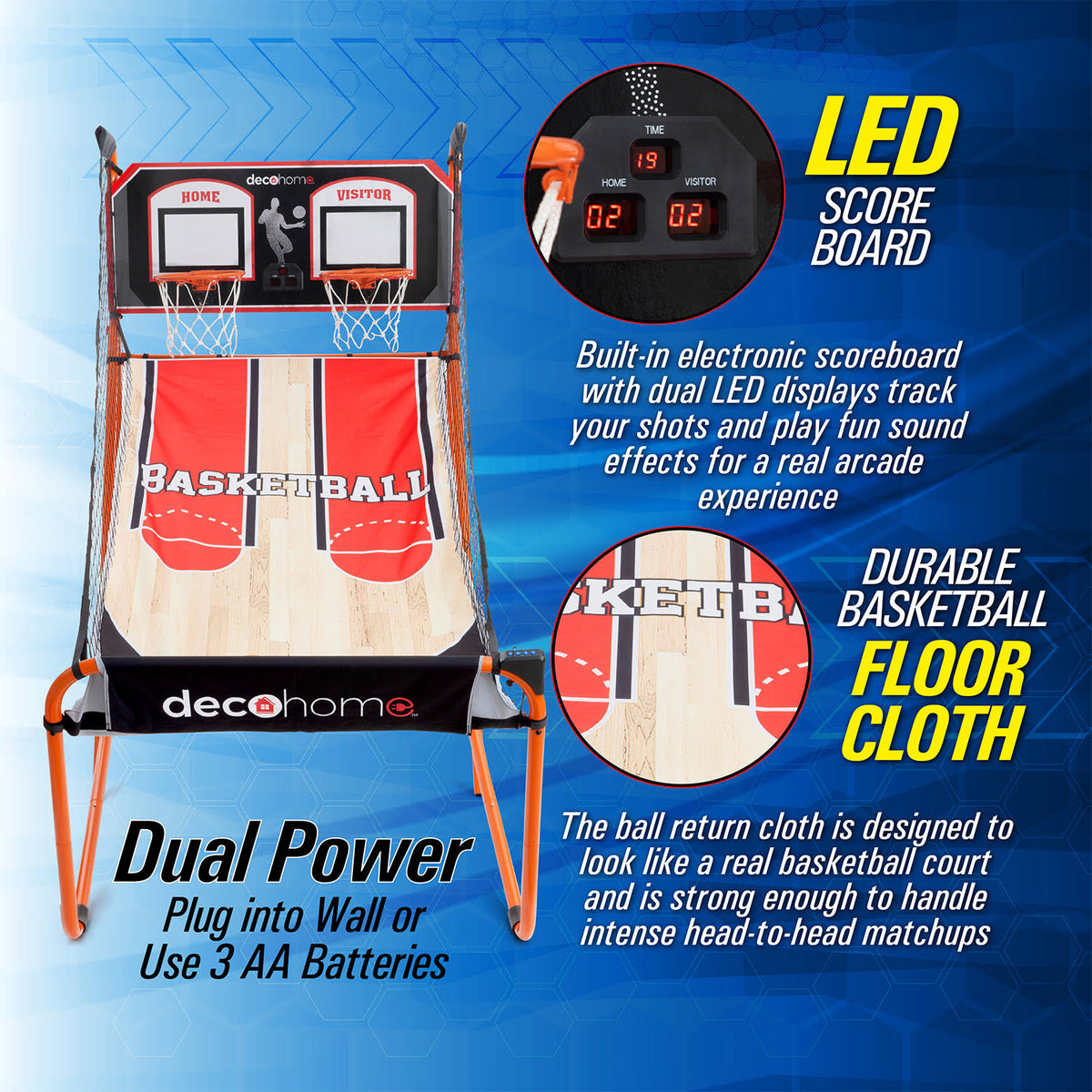 Arcade Basketball Game with Dual Rim Backboard Q254