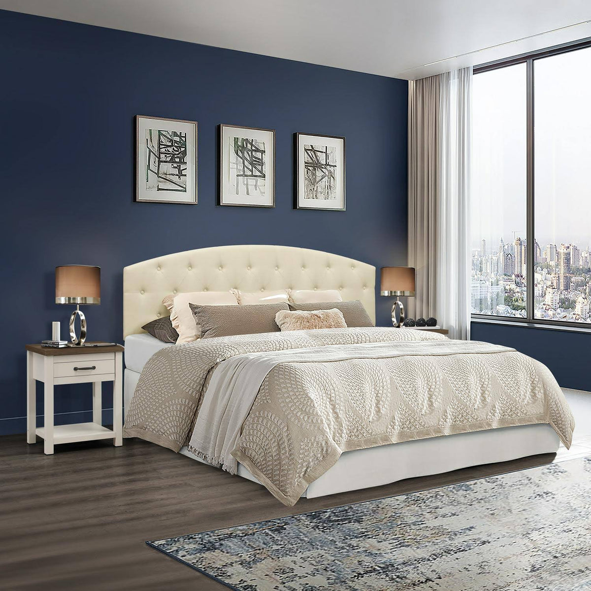 Gray Set of 2 Rectangular Nightstand C4001