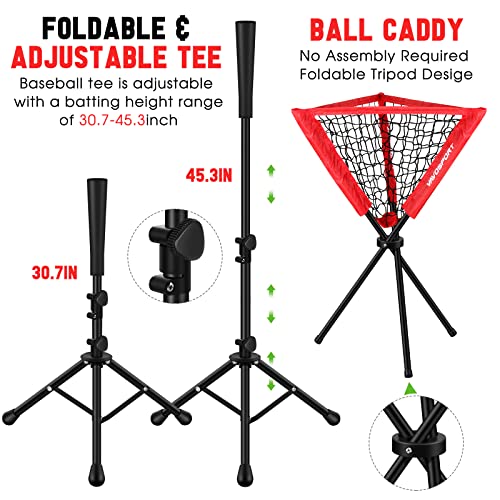 7x7' Baseball Net Set with Batting Tee and Ball Caddy K5733