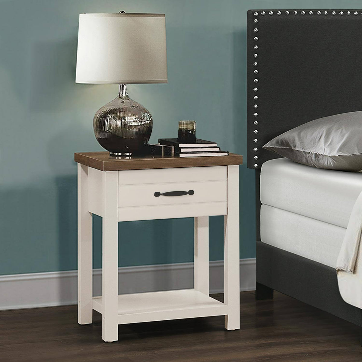 Gray Set of 2 Rectangular Nightstand C4001