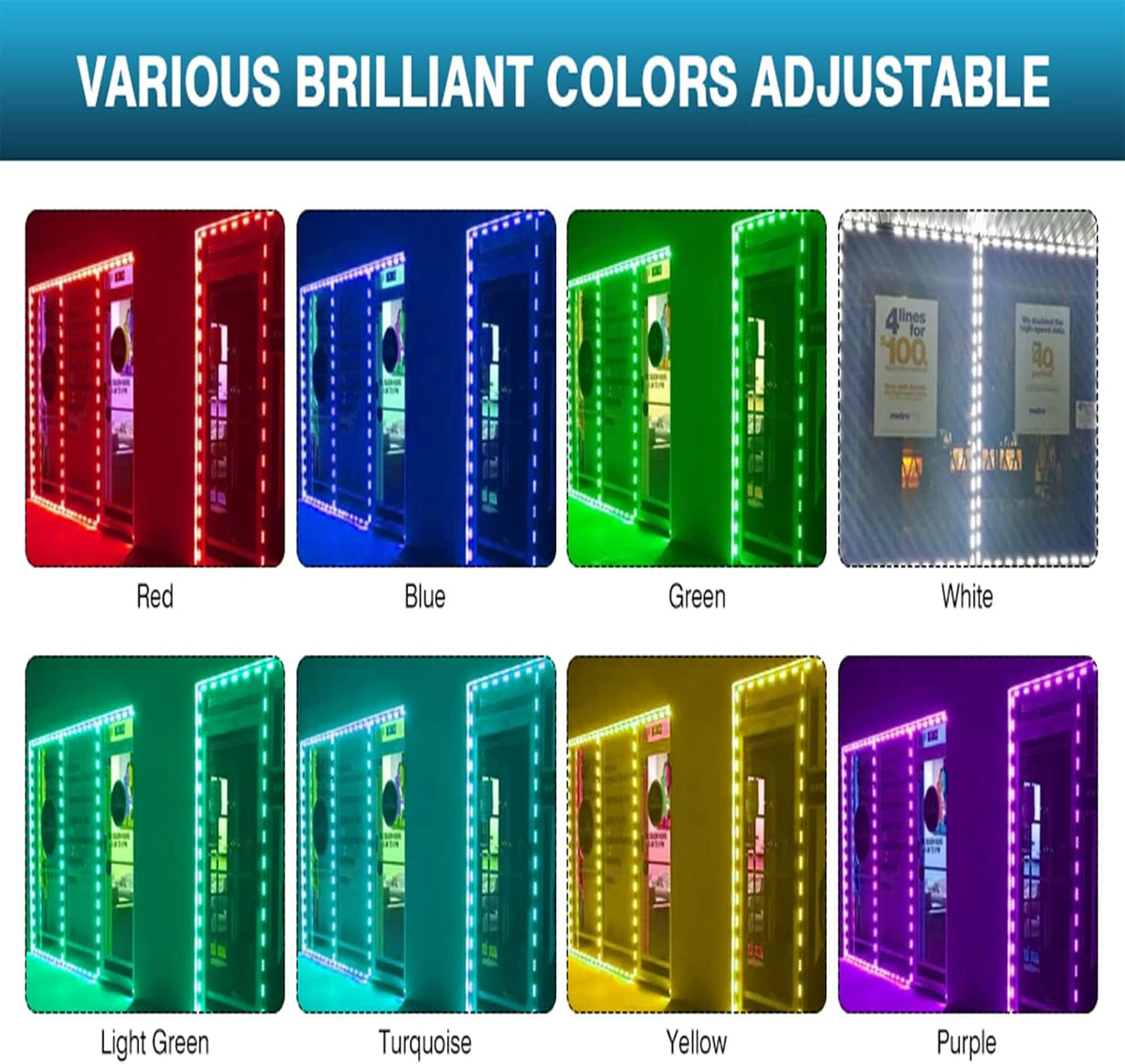 2 Packs 100ft 400 Pieces 3 LED SMD5050 Waterproof Window Strip Light E332