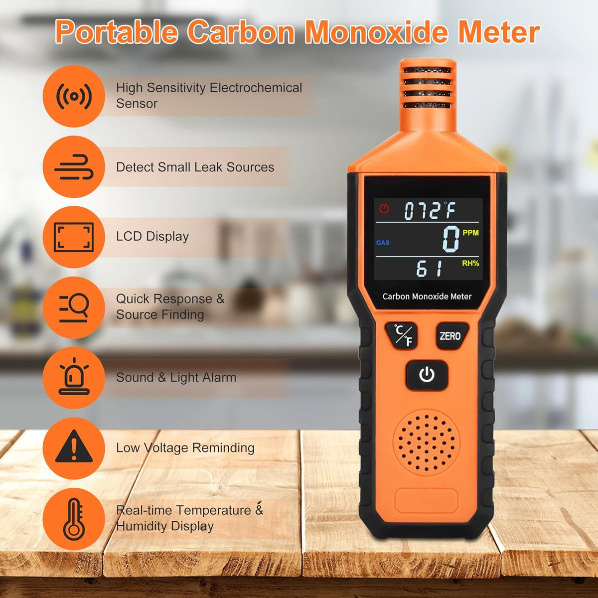 Portable Carbon Monoxide Detector Battery Powered Handheld Meter Q26094