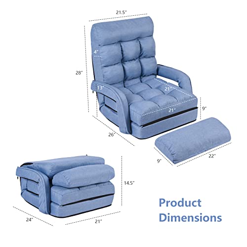 Grey Folding Chaise Lounge Sofa with Adjustable Backrest W204
