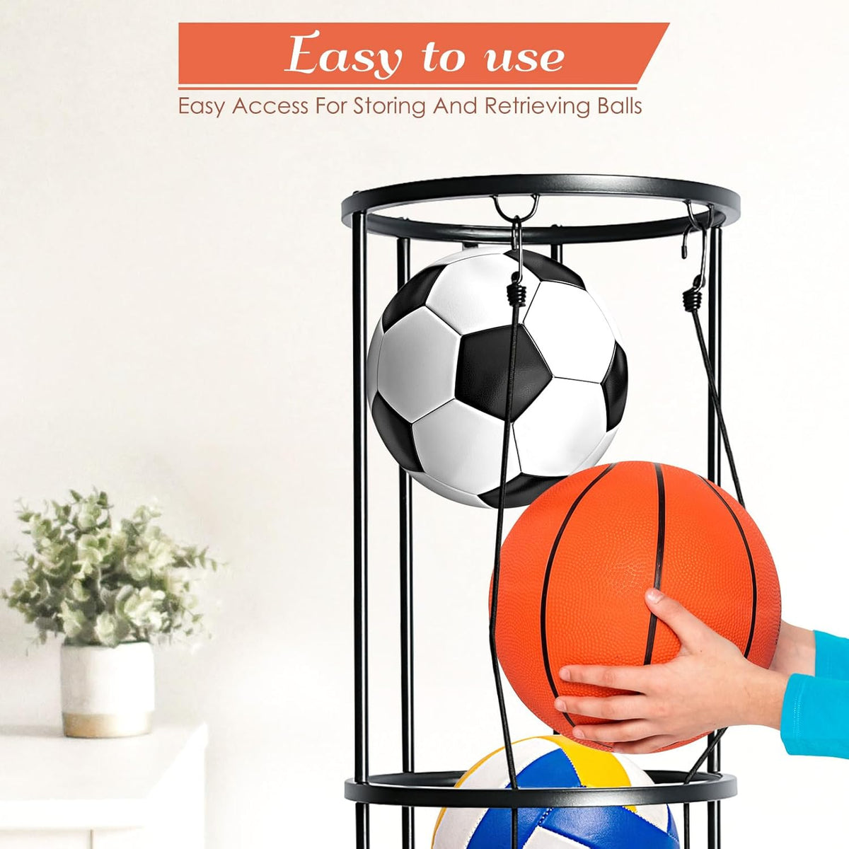 Black Wall-Mounted Ball Storage Rack R2910