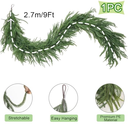 9 Ft Artificial Norfolk Pine Garland Q95824
