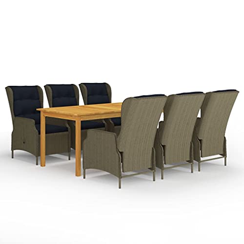 7 Piece Patio Dining Set Brown C779