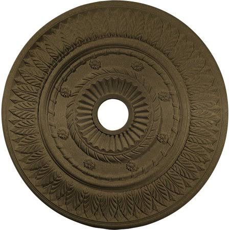 Leaf Ceiling Medallion, Hand-Painted Green Gold N1876