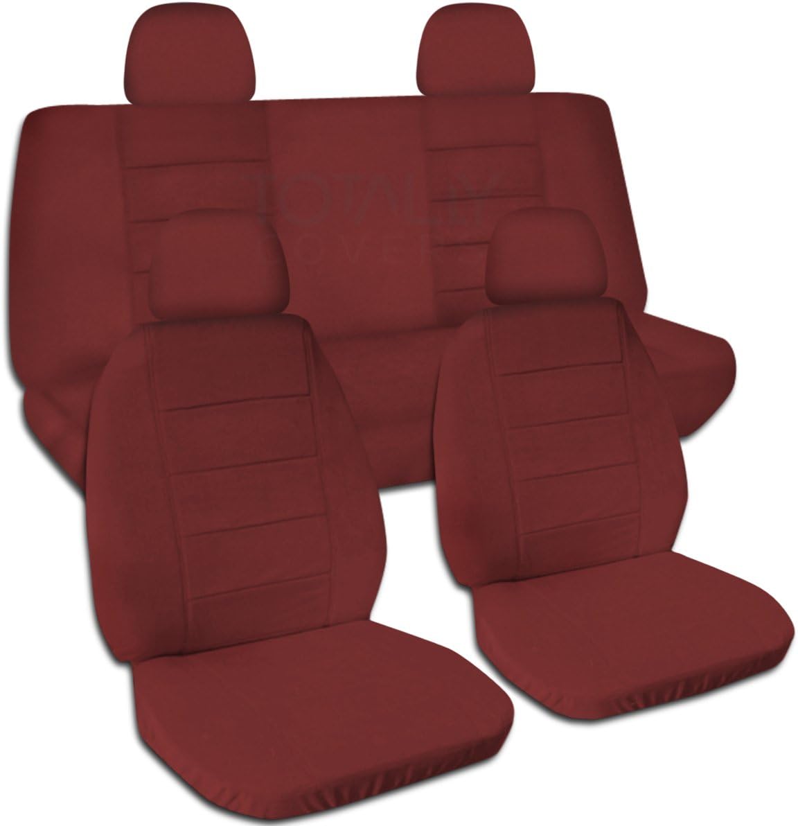 Solid Color Car Seat Covers with 4 Headrest Covers Navy Blue Full Set Z7908
