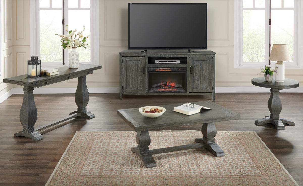 Solid Wood Round End Table Gray M839