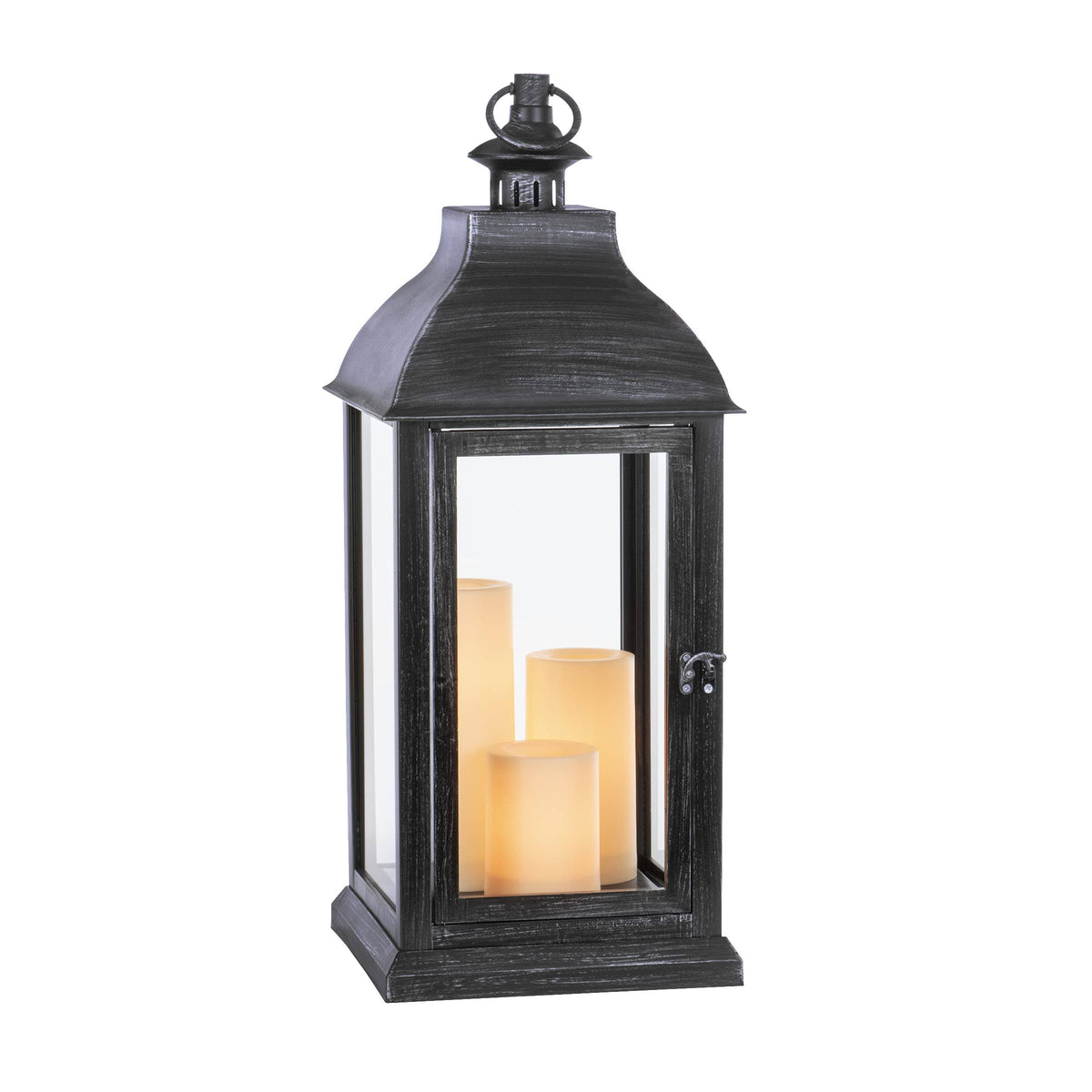 Black Resin Pillar Candle Outdoor Decorative Lantern M753492