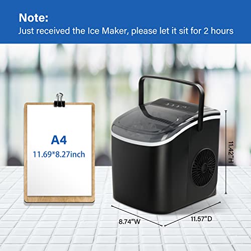 Portable Countertop Ice Maker with Ice Spoon and Basket, Black R92318